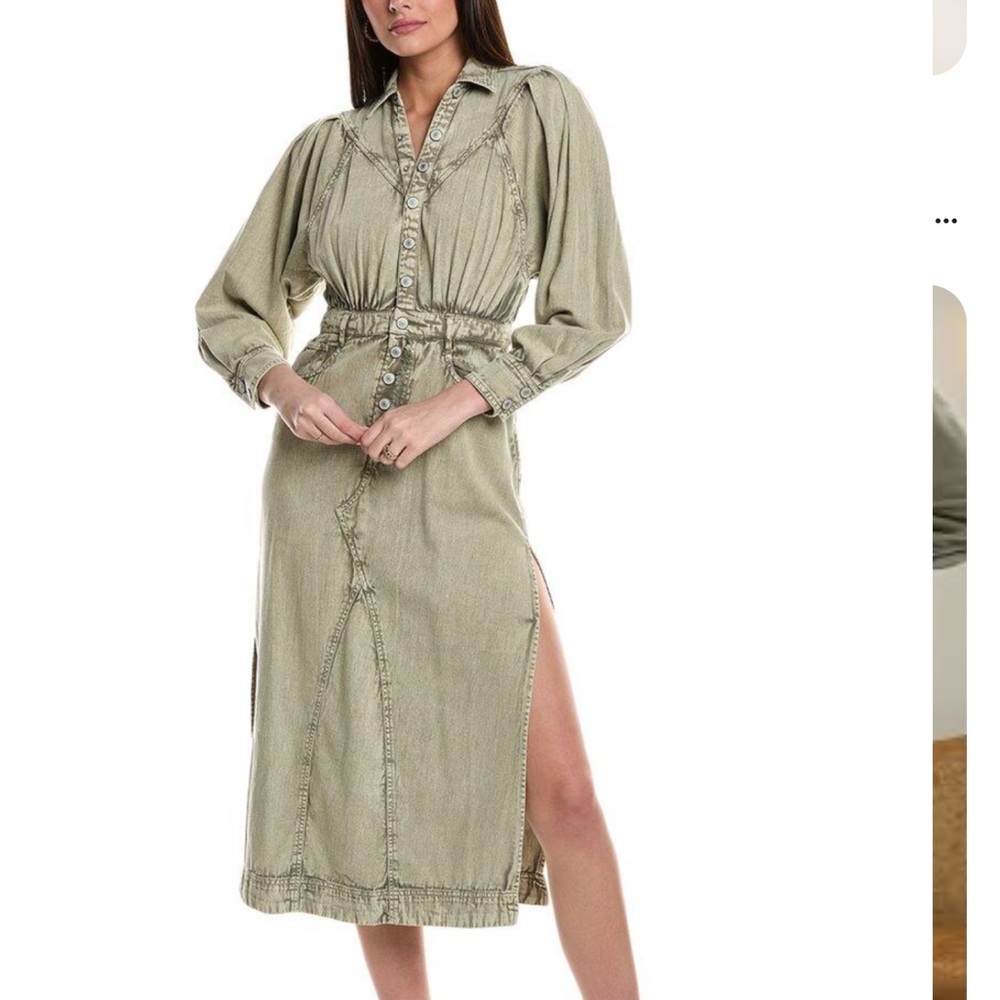 765.New $200 FREE PEOPLE MAD LOVE DENIM MIDI DRESS size S